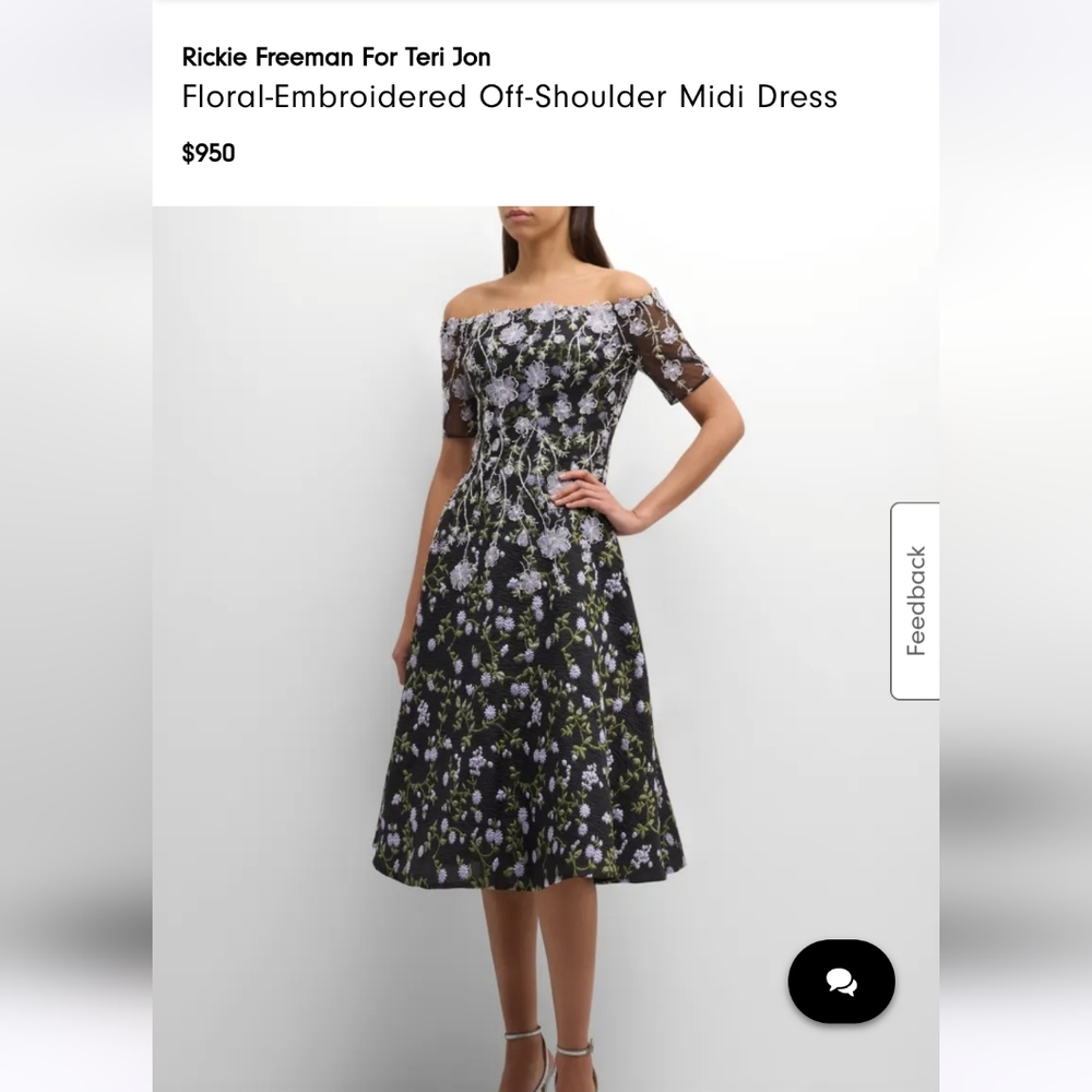 TERI JON BLACK AND LAVENDER TEA LENGTH GOWN